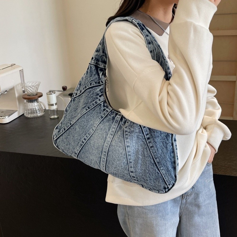 Leather Work Jeans - Bolso de hombro de mezclilla lavada