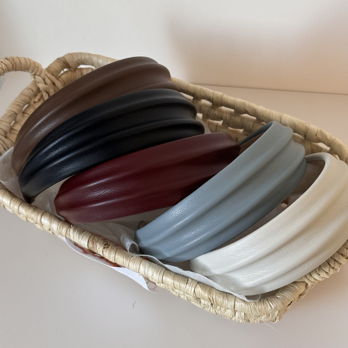 Leatherwork Rings - Diademas anchas de cuero PU para