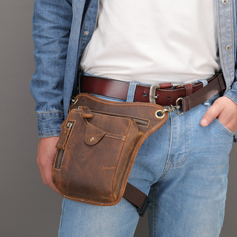 Leatherwork Belt - Riñonera Vintage para hombre, bolsos de
