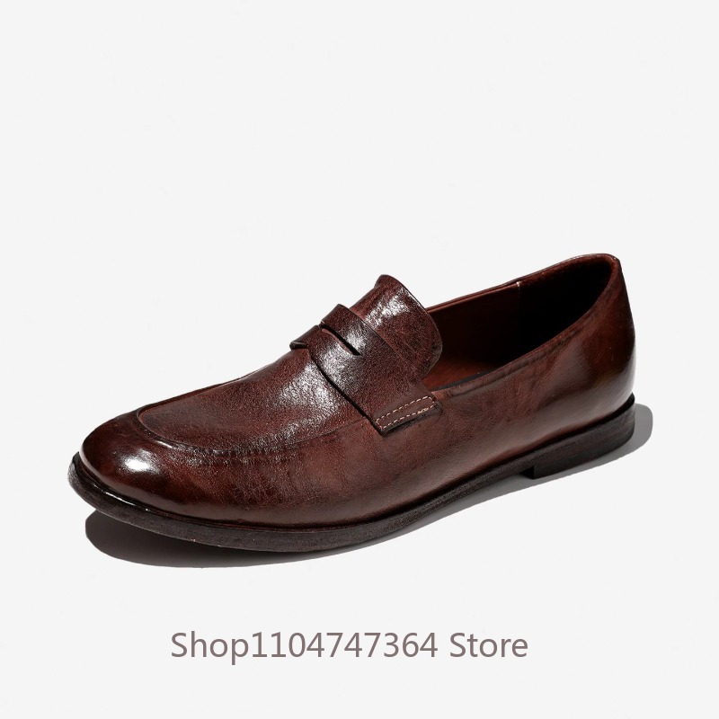Leather Work Oxfords - Zapatos informales de cuero genuino hechos