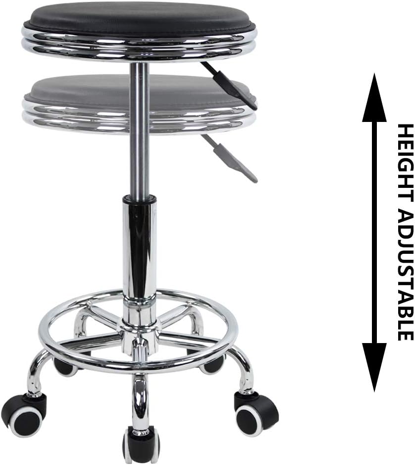 Taburete rodante redondo con r - Leatherwork Tattoo reseña y precio
