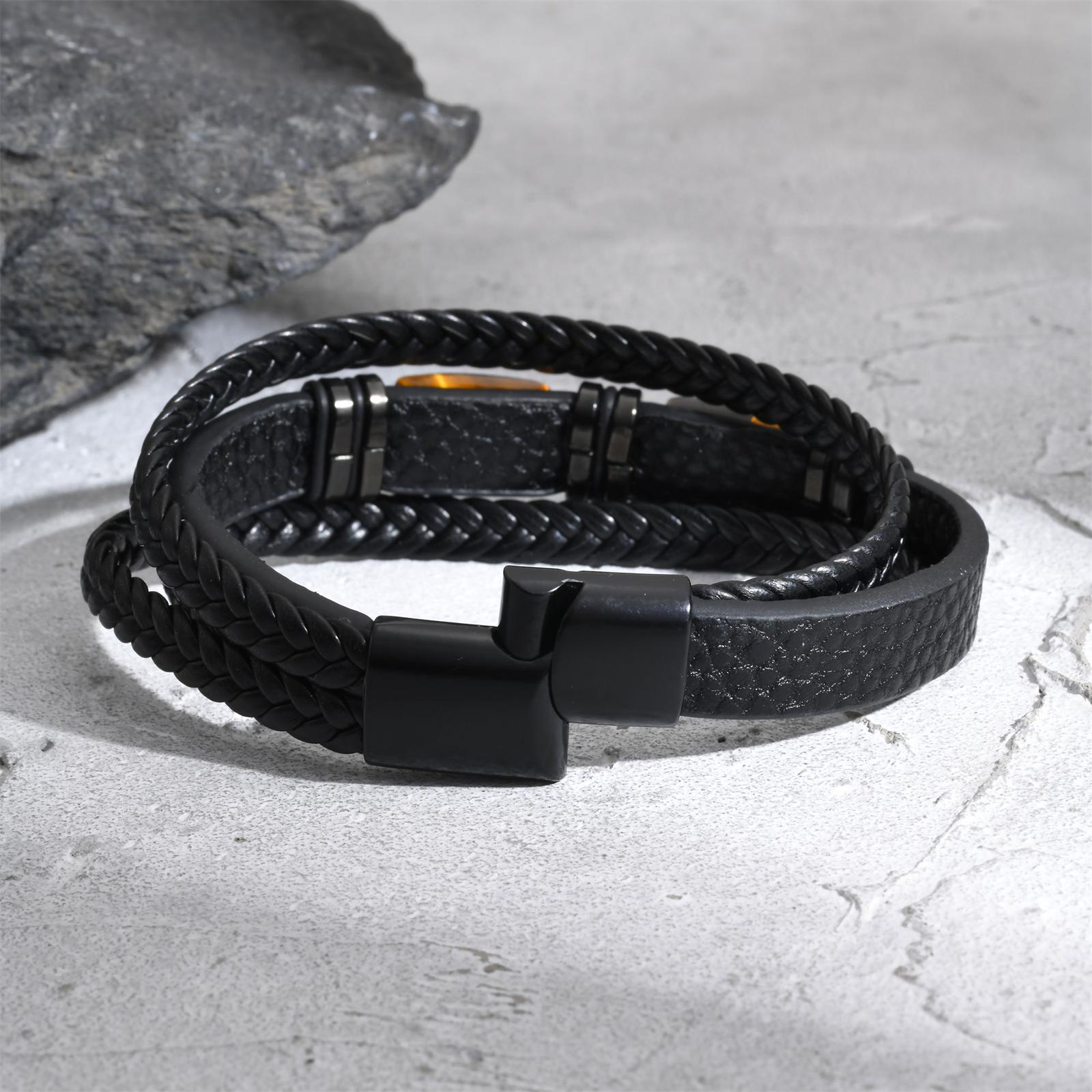 Brazalete de cuero trenzado pa - Leatherwork Logo reseña y precio