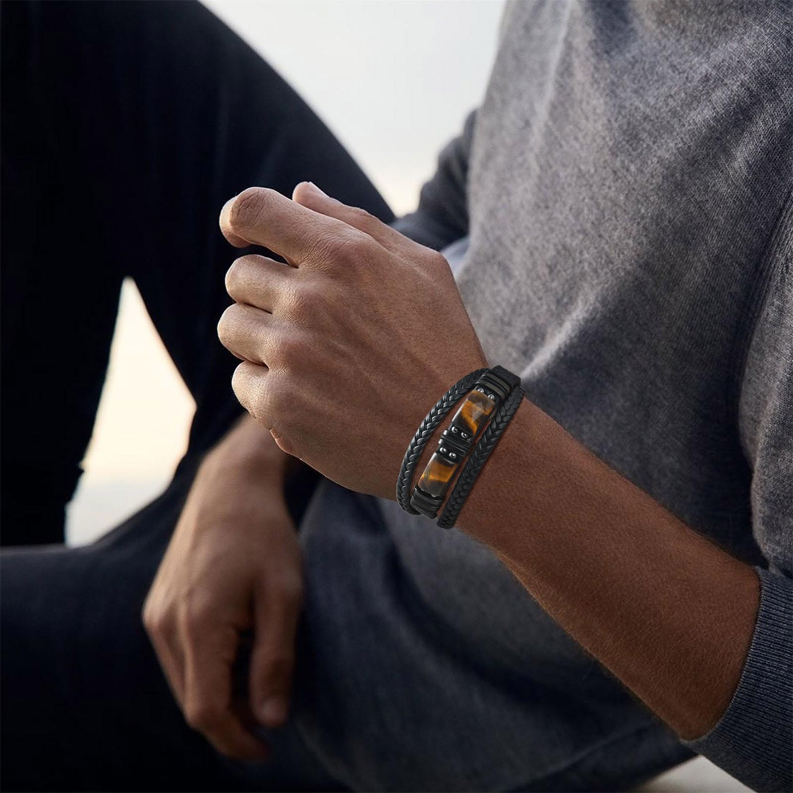 Brazalete de cuero trenzado pa - Leatherwork Logo reseña y precio