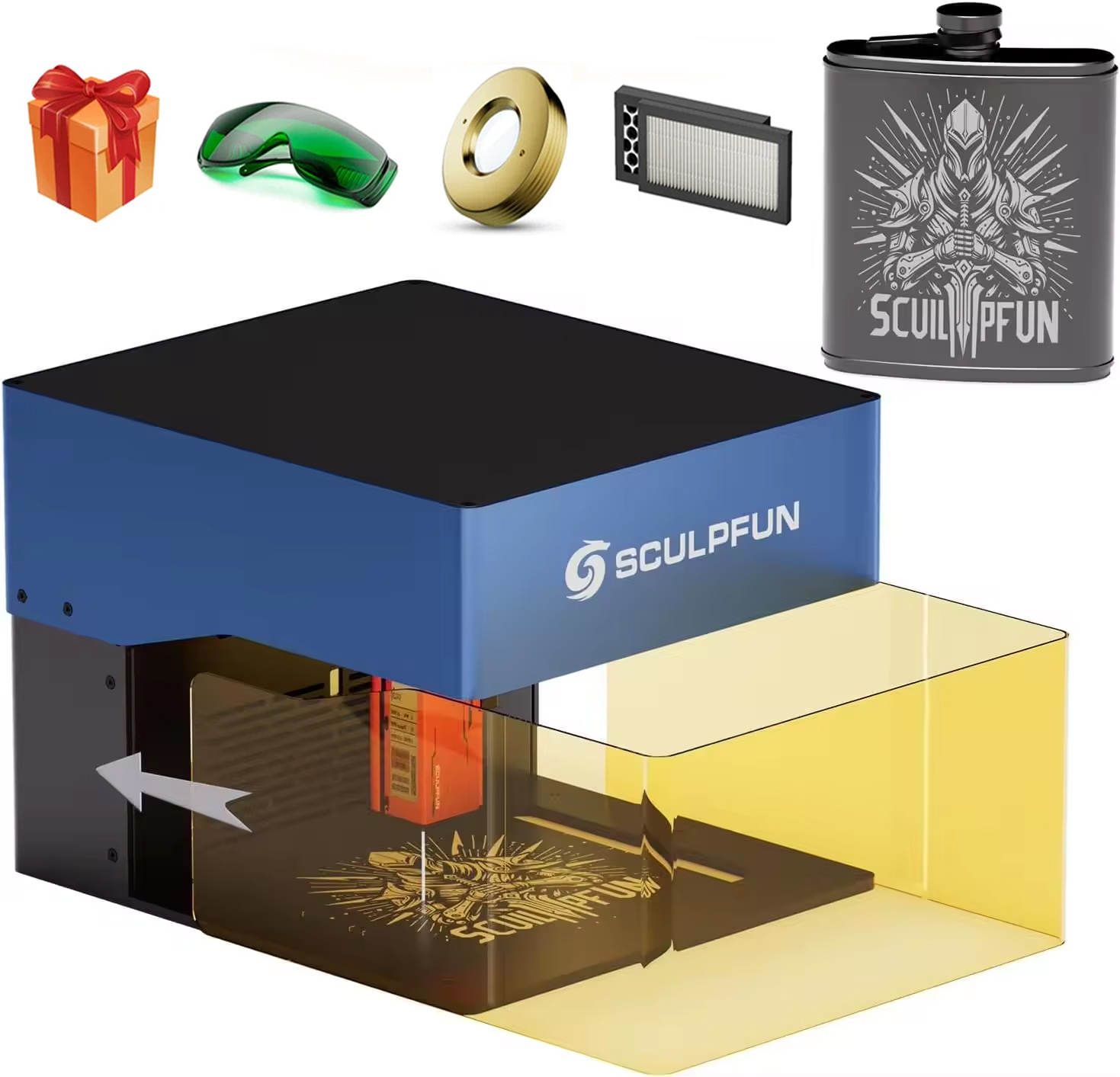 Grabador Láser Sculpfun iCube  - Leatherwork Logo reseña y precio