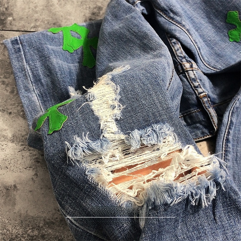 Vaqueros de mezclilla rasgados - Leather Work Jeans reseña y precio