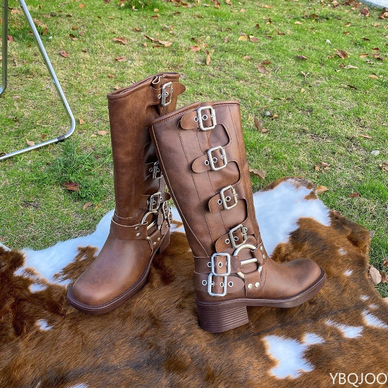 Botas altas retro con hebilla  - Belt Buckle Blank reseña y precio