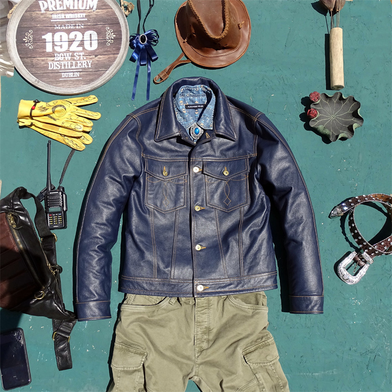   Chaqueta de cuero genuino Kn - Leather Work Jeans reseña y precio
