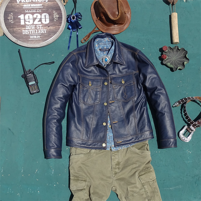   Chaqueta de cuero genuino Kn - Leather Work Jeans reseña y precio