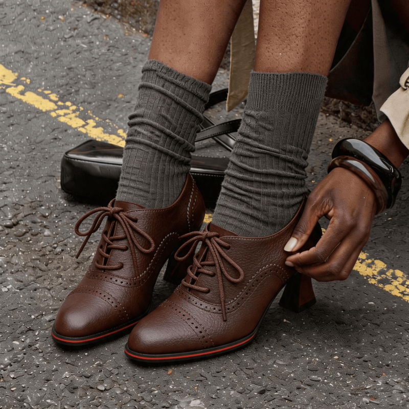 Zapatos Oxford de tacón medio  - Leather Work Oxfords reseña y precio